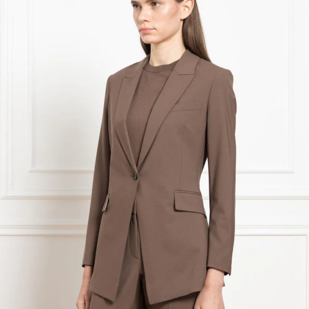 Theory Etienette Pecan Brown Traceable Wool Blazer Size 6